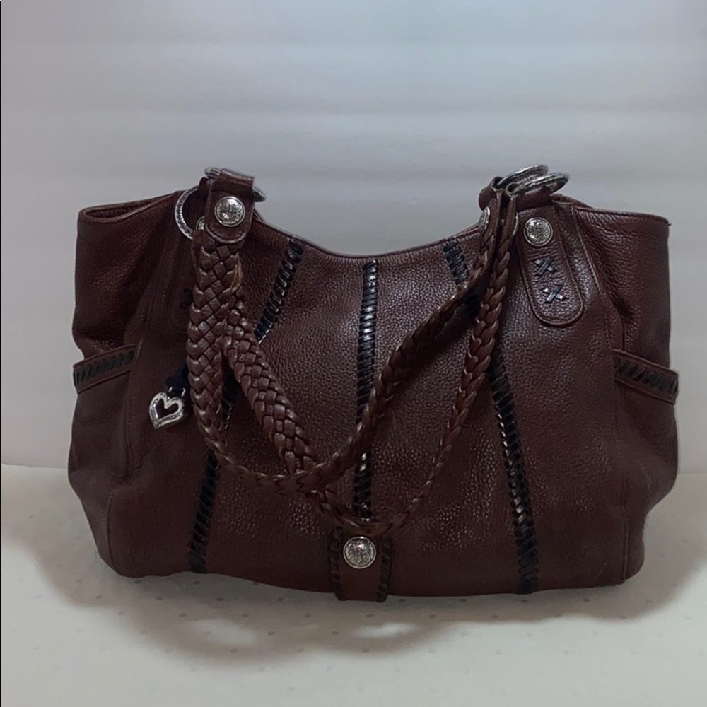 Auth Brighton Braided Handle Pebble Leather Purse - Picture 2 of 16